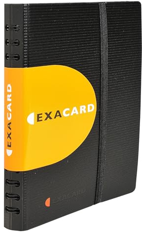 Exacompta 75034E Visitenkartenbuch Exacard in Schwarz mit herausnehmbaren Folien / Kartenetui mit Register / Kartenmappe für 120 Visitenkarten (20 x 14,5 cm)