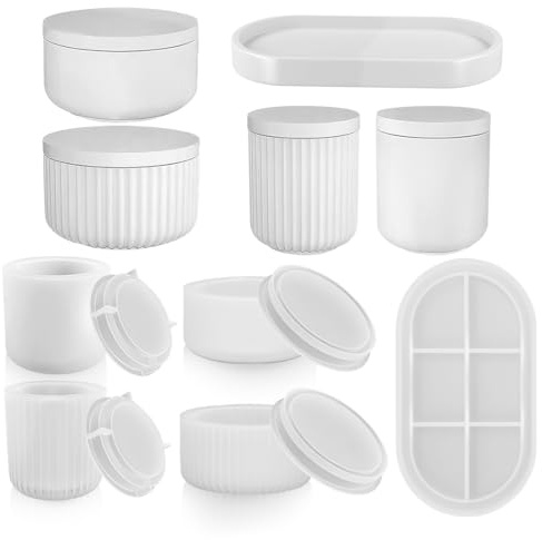 5 Stück Silikonform Vase, 4+1 Paletten, Silikon Gießformen mit Deckel, DIY Vase Resin Formen, Silikonblumentopf zur Vasenherstellung