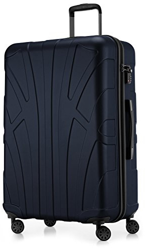 suitline - Großer Hartschalen-Koffer Koffer Trolley Rollkoffer XL Reisekoffer, TSA, 76 cm, ca. 96-110 Liter, 100% ABS matt, Dunkelblau