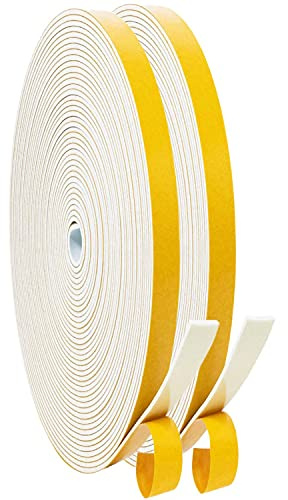 Dichtungsband Selbstklebendes für Türen Fenster, 6mm(B) x 1.5mm(D)/20m Schaumstoff Klebeband Schaumstoffstreifen, Türdichtung, Gummi-Dichtungsstreifen Schalldämmung Kollision Siegel (Weiß)