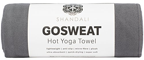 Shandali Hot Yoga Handtuch – Wildleder – 100% Mikrofaser, super saugfähig, Bikram Yoga Matte Handtuch – Training, Fitness, Pilates und Yoga Ausrüstung, Grau, 67,3 x 182,9 cm