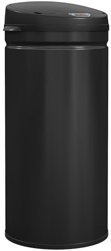 HOMCOM Mülleimer mit Sensor 42L Edelstahl Automatischer Leiser Mülleimer mit Soft-Close-Deckel, Bewegungssensor, Fingerabdruckresistente Abfalleimer für Büro, Schlafzimmer, Küchen Schwarz