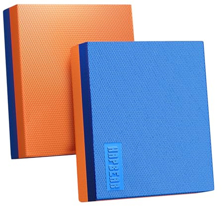 HAPBEAR Balance Pad 2er-Sets,40x33cm Rutschfest Balance-Kissen,6cm Dickes Gleichgewichtskissen für Gleichgewicht, Stabilitätstraining, Physiotherapie & Fitness-Kissen,inkl Resistance Band-Blau