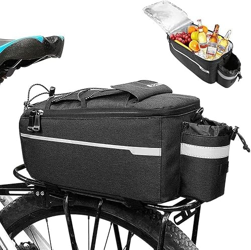 3-in-1 Fahrradtaschen für Gepäckträger, 10L Isoliertasche, wasserdicht | Fahrrad Gepäckträgertasche mit Tragegriff, Schultergurt, Regenschutz & reflektierenden Elementen für Radtouren und Picknick.