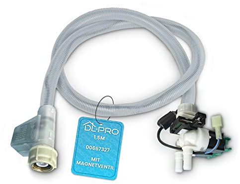 DL-pro Aquastopschlauch 1,5m 2-fach passend für Bosch Siemens 00667327 | Auslässe à 10,5 mm, Ventil 180° gerade, Spezialstecker, passend für Logixx 7/8, Avantixx 7, iQ500/iQ700/iQ800 und Neff