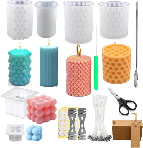 2025 Kerzenformen zum Gießen Kerzen Selber Machen set Kerzen Form Silikon Bubble Kerzen Formen Silikonform Kerzen Selber Machen set für DIY Aromatherapie Kerzen Herstellung qipao 6 9.15