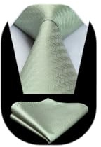 HISDERN Krawatte Salbeigrün Herren Krawatten mit Einstecktuch Hochzeit Elegant Krawatte & Taschentuch Set Business