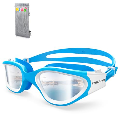 YAKAON Schwimmbrille Kinder, A1MINI Polarisiert Komfortabel Kinder Schwimmbrille Anti Nebel UV-Schutz Schwimmbrille für Mädchen und Jungen