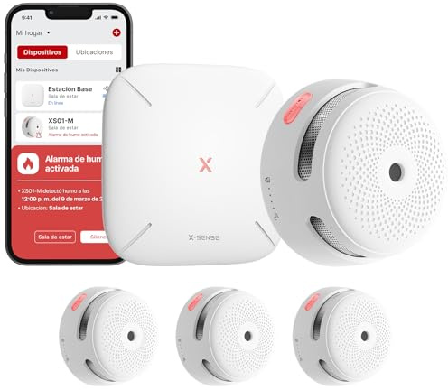 X-Sense Smart Rauchmelder XS01-M mit SBS50 Basisstation, Zertifiziert nach EN 14604, Funkrauchmelder mit WLAN, vernetzbarer Feuermelder, kompatibel mit der X-Sense Home Security App, FS31, 3 Stück