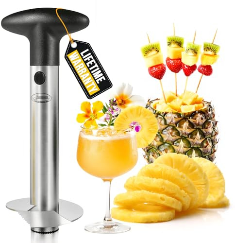 Newness Ananasschneider, Ananasschäler Edelstahl [Upgraded, Verstärkt, Dicker Klinge], Premium Ananas-Entkerner Schneider, Ananas Core Entferner Werkzeug für Home & Küche mit scharfe Klinge