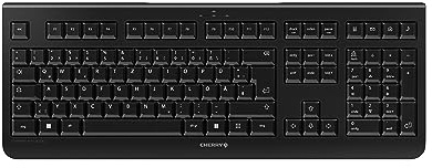 CHERRY KW 3000, Kabellose Tastatur mit Nummernblock, Deutsches Layout (QWERTZ), 2,4 GHz Funk, Geräuscharme Tasten, Flaches Design, Batteriebetrieben, Schwarz