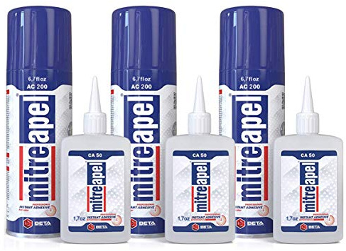 Mitreapel Superka-Kleber (3x50 gr) Mit Sprühkleberaktivator (3x200 ml) - Cyanoacrylat-Kleber Zum Basteln Und Bauen, Packung Mit 2 Stück