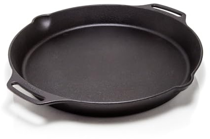 Petromax Gusseisen-Feuerpfanne mit Henkeln - Gusseisenpfanne, 40 cm | Pfanne für Induktion, Gas, Grill & Lagerfeuer - Schmorpfanne mit Antihafteffekt & Patina - Robuste Servierpfanne