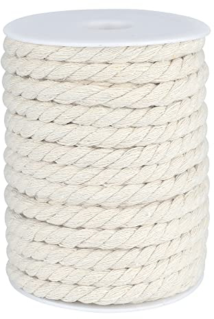 G2PLUS Makramee Garn 8 mm x 20M Kordel Weiß,Baumwollkordel Kordel Baumwollschnur,Baumwollseil für DIY-Bastelarbeiten,Geschenke