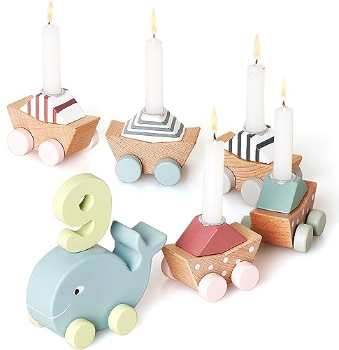 trand Holz-Geburtstagszug für unvergessliche Momente - Skandinavisches Design - Kindergeburtstag Tischdeko