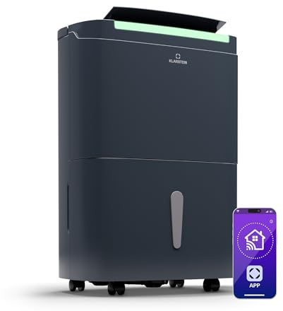 Klarstein DryFy Connect 50L Smart Luftentfeuchter - 50L/24h, WiFi App-Steuerung, 7L Tank, Timer, Elektrischer Entfeuchter für Räume 45-55m², Automatische Abschaltung, Tragbar, Anthrazit
