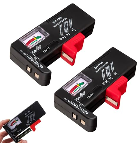 2 Stück Batterietester, Batterie Testgerät BT-168, Battery Tester für AA AAA C D 9V 1,5V Knopfzellen, Kompakt & Praktisch, Batteriezustand prüfen für Standard- und wiederaufladbare Haushaltsbatterien