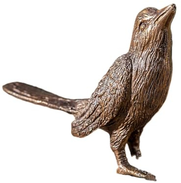 IDYL Bronze-Skulptur Vogel Flügel zu 8x4x12 cm - Tierfigur aus Bronze Handgefertigt für Garten, Teich oder Wohnraum-Dekoration - Hochwertiges Kunsthandwerk - Wetterfest