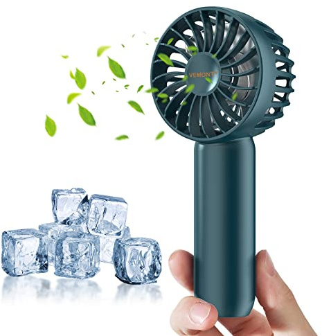 VEMONT Handventilator Mini Ventilator Persönlicher Tragbarer Hand Ventilatoren USB wiederaufladbarer Ventilator 3 Geschwindigkeiten,Batteriebetrieben,perfekt für Reisen im Freien