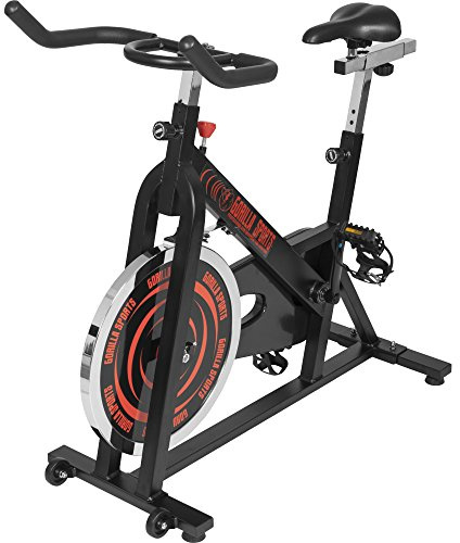 GORILLA SPORTS® Indoor Cycling Bike mit 13-kg-Schwungrad, bis 110 kg | Stufenloser Widerstand, 11-fach verstellbarer Sattel und 5-fach verstellbarer Lenker, Kettenantrieb für Home-Gym und Cardio