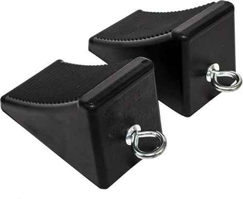 MaxxHaul 50011 Robuste Gummi-Radkeile mit Augenschraube, Anti-Rutsch-Design für Anhänger, Wohnmobile und LKWs (16,5 x 9,5 x 10,2 cm) – 2 Stück