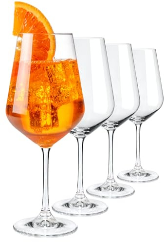WUITOKI® Aperol Spritz Gläser, 4 Stück, 50cl, Glas, spülmaschinenfest, stoßfest, kristallklar, Aperitifgläser, Cocktail