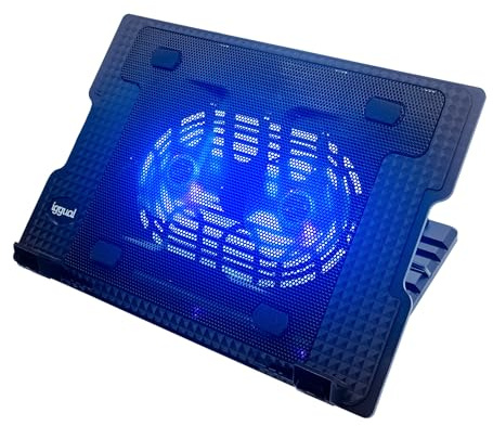 iggual – Tragbare Laptop-Kühlbasis bis 17 mit 2 leisen Lüftern und Handyhalterung, Höhenverstellbar mit 4 Stufen und Blauer LED-Beleuchtung, inkl. USB-A-Kabel (RP2V17A)