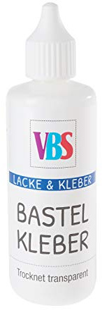 VBS Bastelkleber für Pappe Textilien Papier Holz Kunststoff Filz Kork Leder Transparent Flüssigkleber Wasserbasis Geruchsneutral Lösungsmittelfrei Ganzjährig Linerflasche 85 g