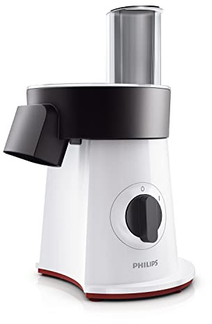 Philips Salatzubereiter und Zerkleinerer Viva Collection, weiß, 200 W | 6 Edelstahl-Scheibensätze, für Salat, Gemüse und mehr (HR1388/80)