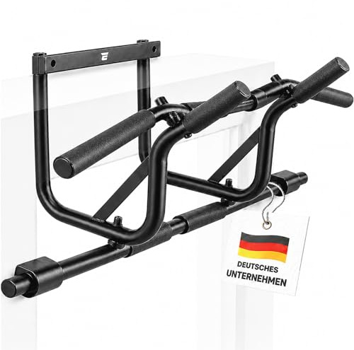 EVERLEVEN [NEU] Klimmzugstange Türrahmen ohne Schrauben Fitness Stange I Pull Klimmzugstange Tür Reckstange [7-22 cm] Pull Up Bar Trainingsstange [geschütztes Design] (schwarz)