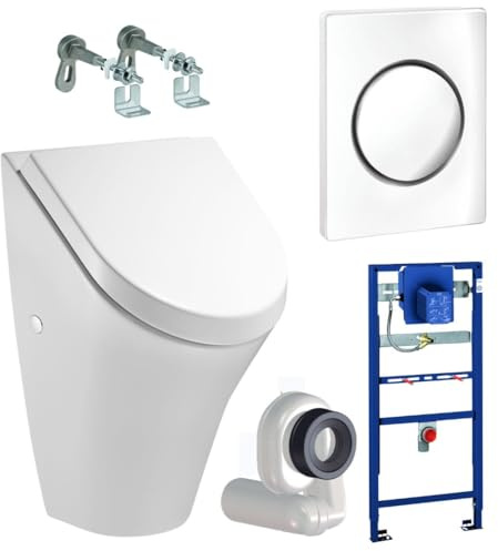 Urinal Element Urinal mit Deckel Pisuar Siphon Druckspüler Komplett-Set