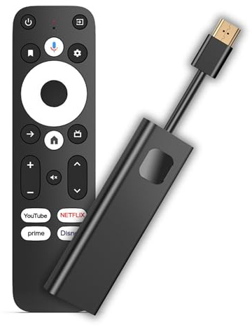 GD1 4K Streaming Stick - Android TV 14 Smart Dongle Mediaplayer, Unterstützt Netflix & Prime in 4K, HDR10+, AV1, WiFi, Sprachsteuerung