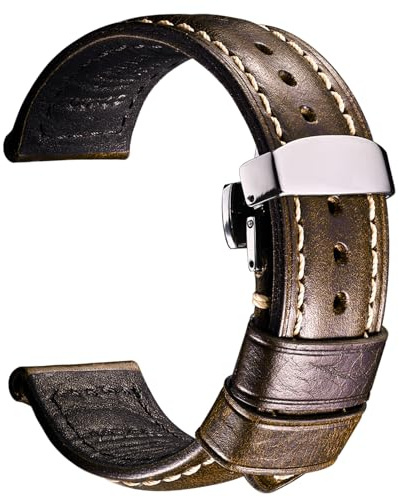 REZERO Uhrenarmband, Echtes Leder Uhrenarmbänder, Ölgewachste Vintage Uhrenarmbänder für Herren, Damen 18mm 19mm 20mm 21mm 22mm 23mm 24mm 26mm