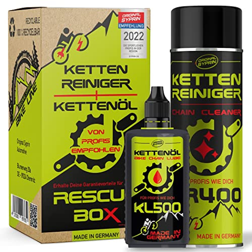 Original Syprin Fahrrad Kettenöl + Fahrrad Kettenreiniger set | Premium Antriebsreiniger für Mountainbike, E-Bike & Rennrad - Hochwertiger Fahrradkettenöl & Reiniger - Made in Germany