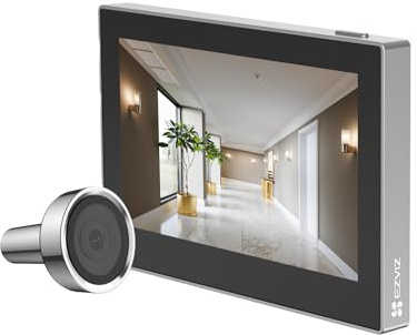 EZVIZ CP2 WLAN Türspion Kamera mit 4.3 Zoll Farbbildschirm 2MP Silber | 146° Weitwinkel, 2200mAh Akku, 2.4GHz WiFi Video Türklingel, Kein Bewegungsmelder, Keine Nachtsicht, Keine Videoaufzeichnung