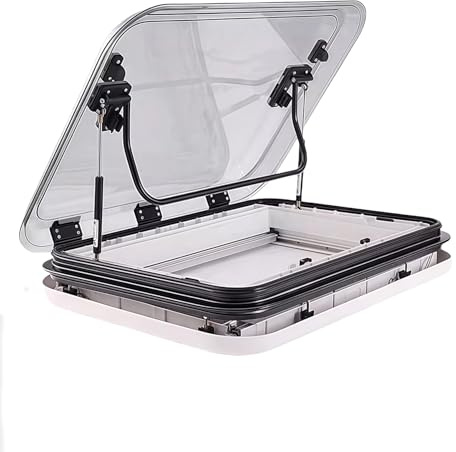 70×50 cm Wohnmobil Dachluke / Dachfenster / Dachhaube Mit Belüftung – Integrierte Verdunkelungs- & Insektenschutzrollos, 12v LED-Beleuchtung ,Für Camper, Wohnwagen, Caravan, Boot