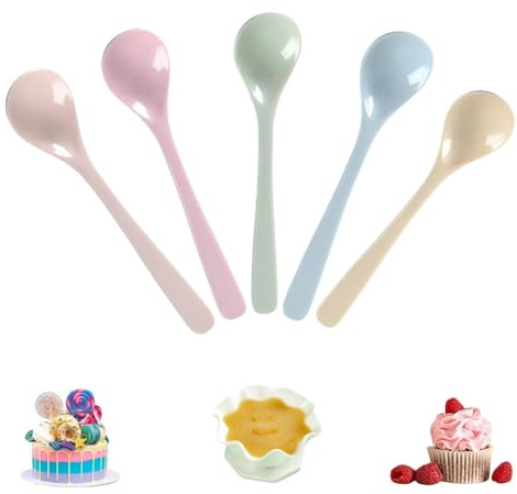 Eierlöffel Kunststoff, 5 Stück Eierlöffel Plastik, Wiederverwendbarer Plastiklöffel Klein, Suppenlöffel Bruchfester Bunte für die Küche Geeignet, für Marmelade, Joghurt, Kaffee