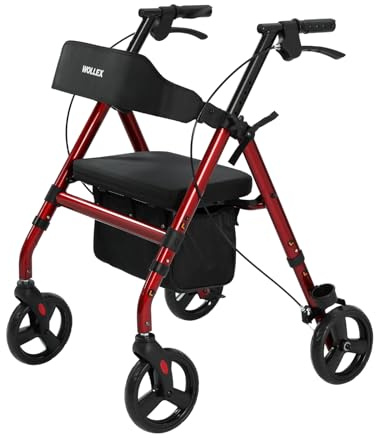 maxErgo Rollator Rot Gehhilfe für Outdoor Indoor zugelassen als Medizinprodukt