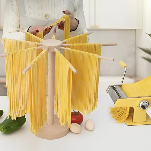Nudeltrockner aus Holz, Nudelständer zum Trocknen mit 9 abnehmbaren Armen | Robust Langlebig Nudel Trockenständer für bis zu 4.5 kg,Pastatrockner Pasta Trockner für Handgemachte Nudeln