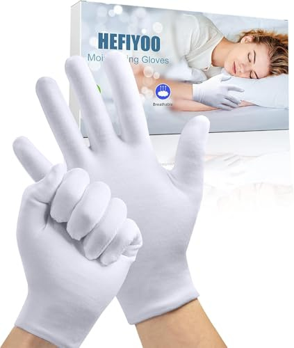 4 Paar feuchtigkeitsspendende Baumwollhandschuhe für Ekzeme und trockene Hände, dehnbar, waschbar, weiße Handschuhe für Damen und Herren