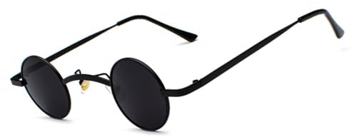 besbomig Steampunk Herren Damen Retro Sonnenbrille Runde - Hippie Klein Rave Brille 70er 80er 90er Jahre Accessoires Partybrille Fasching Karneval Ovale Hip Hop Lustige Brillen