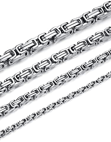 Jewow Edelstahl (4mm,55cm) Halskette für Herren Breite 4/6/8/10mm, Länge 36-76cm Wählbar