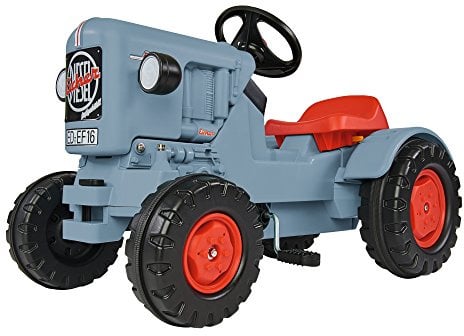 BIG - Traktor Eicher Diesel ED 16 - Trettraktor mit 3-Stufen Sitzverstellung, Kinderfahrzeug mit Präzisionskettenantrieb, Tretfahrzeug für Kinder ab 3 Jahren, Grau