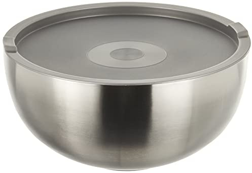 GSW 552301 Thermoschüssel mit Kunststoffdeckel, Edelstahl, silber, 30 cm 2 Einheiten