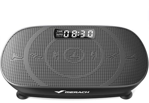 MERACH Vibrationsplatte, Leistungsstarke Vibrationsplattform für Ganzkörpertraining, Muskelaufbau und -formung, Automatische Geschwindigkeitsregelung, Eingebauter Bluetooth-Lautsprecher (Schwarz)