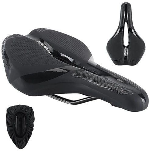 Fahrradsattel Herren Bequem, Memory Schaum Radsattel Weicher Gel Ergonomisch Fahrrad Sattel mit überzug, atmungsaktiv stoßdämpfend Cityradsättel Mountainbikesätte für Damen & Herren