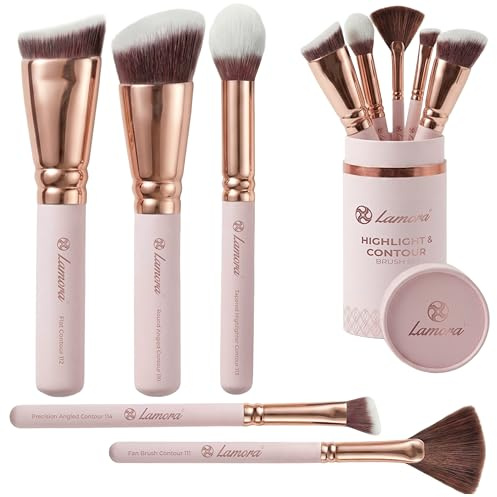 Profi Schminkpinsel Contouring Pinselset Rosegold - Grundierungs Kontur Pinsel Set - 5 Kosmetikpinsel Vegan und Tierversuchsfrei für ein perfektes Make Up