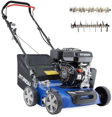 HYUNDAI Benzin Vertikutierer & Rasenlüfter SC4002G – 40 cm, 5.6 PS, 2-in-1 Funktion, 40L Fangkorb, für große Rasenflächen, gegen Moos und Rasenfilz