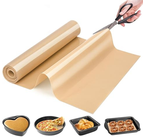 30x250cm Dauerbackfolie Silikon - Wiederverwendbares Backpapier für Backofen und Grill - Schneidbar - Antihaftbeschichtung - Grillmatte für Heißluftfritteuse, Kastenform, Backblech