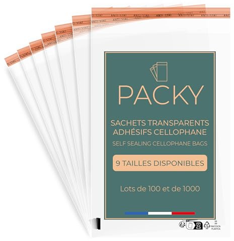 PACKY - Cellophantüten Selbstklebend 16x22 cm - 100 Stück - Zellophantüten - Folienbeutel